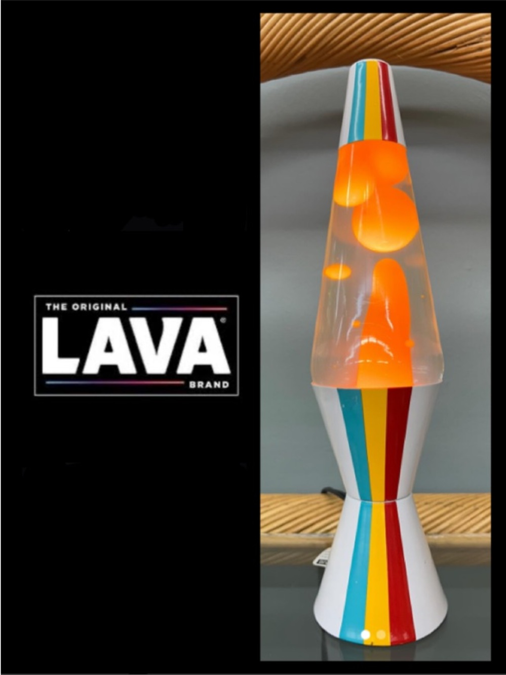 The Original Lava Lamp by Schylling in “Beach Bum" retro tricolor stripe